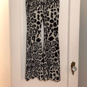 Funky Black & White Leopard Print Bellbottoms
